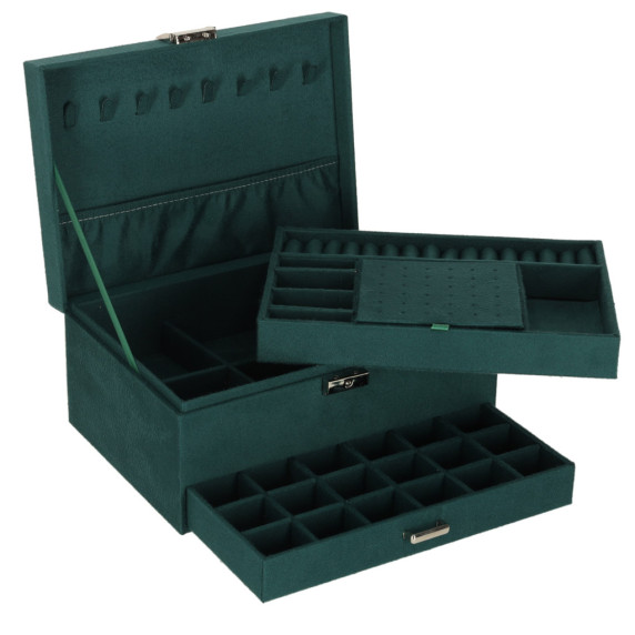 Orgaizator  pentru bijuterii  24 x 17 x 11 cm –  Inlea4Home – Verde închis