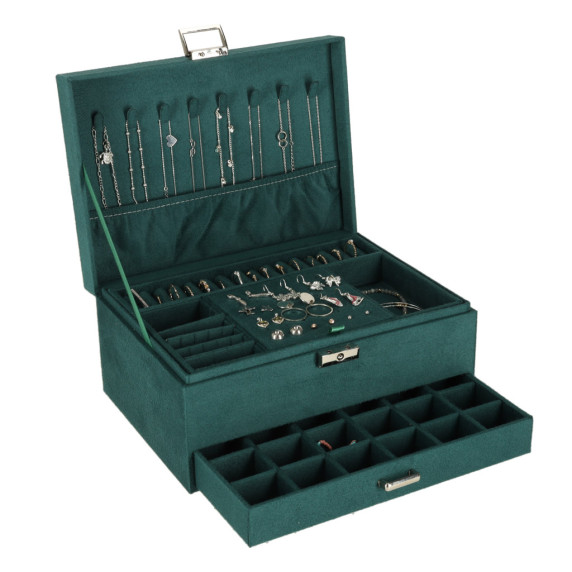 Orgaizator  pentru bijuterii  24 x 17 x 11 cm –  Inlea4Home – Verde închis