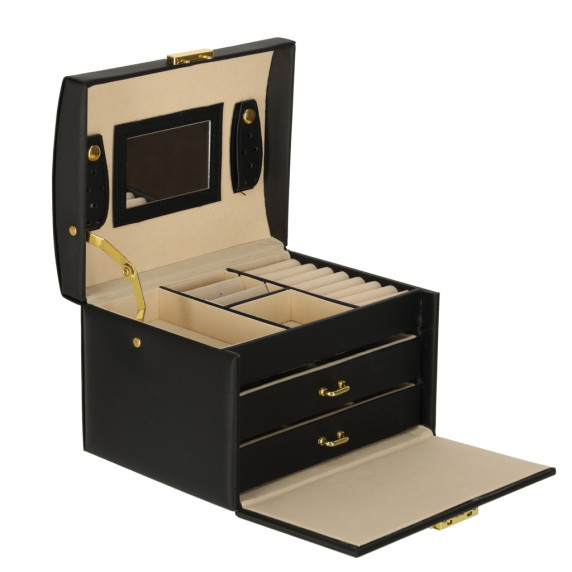 Ékszertartó doboz fiókokkal Inlea4Fun JEWELLERY BOX - Fekete