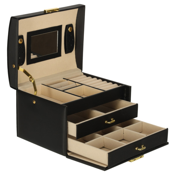 Ékszertartó doboz fiókokkal Inlea4Fun JEWELLERY BOX - Fekete