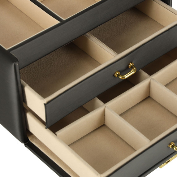 Ékszertartó doboz fiókokkal Inlea4Fun JEWELLERY BOX - Fekete