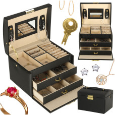 Ékszertartó doboz fiókokkal Inlea4Fun JEWELLERY BOX - Fekete - 