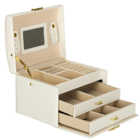 Ékszertartó doboz fiókokkal Inlea4Fun JEWELLERY BOX - Fehér