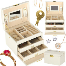 Ékszertartó doboz fiókokkal Inlea4Fun JEWELLERY BOX - Fehér - 