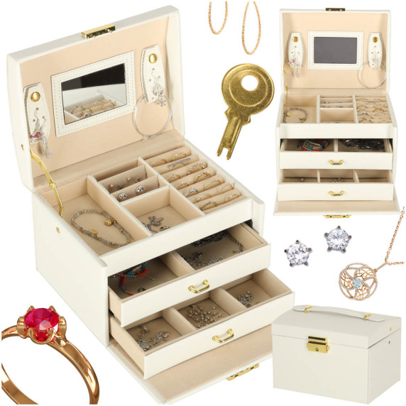 Ékszertartó doboz fiókokkal Inlea4Fun JEWELLERY BOX - Fehér