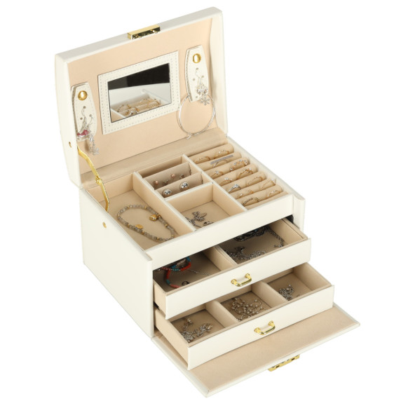 Ékszertartó doboz fiókokkal Inlea4Fun JEWELLERY BOX - Fehér