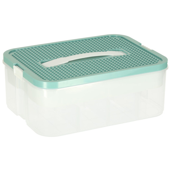 Úložný box na stavebnice a drobnosti s priehradkami a vekom 30,5 x 22,5 x 12 cm