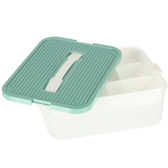 Úložný box na stavebnice a drobnosti s priehradkami a vekom 30,5 x 22,5 x 12 cm