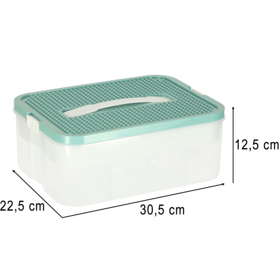 Úložný box na stavebnice a drobnosti s priehradkami a vekom 30,5 x 22,5 x 12 cm