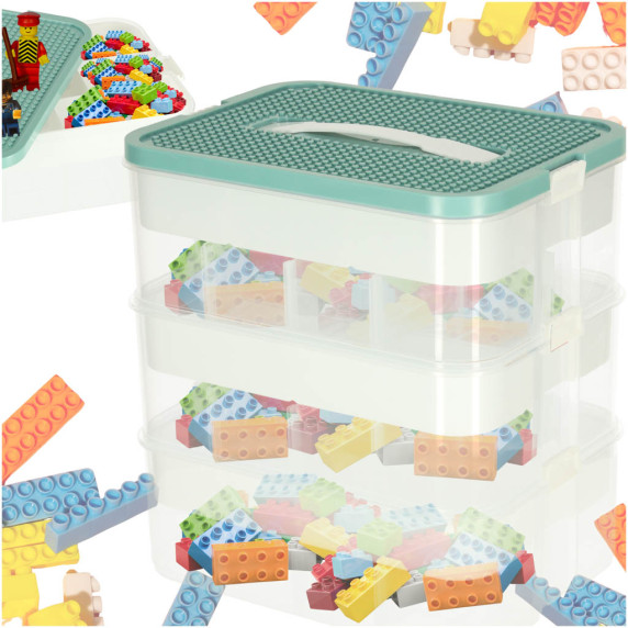 Úložný box na hračky s priehradkami a vekom 30,5 x 22,5 x 32 cm - 3 úrovne