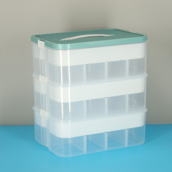 Úložný box na hračky s priehradkami a vekom 30,5 x 22,5 x 32 cm - 3 úrovne