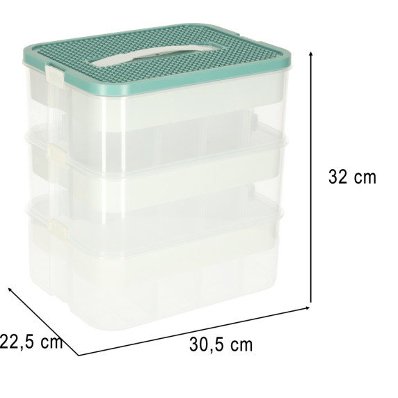 Úložný box na hračky s priehradkami a vekom 30,5 x 22,5 x 32 cm - 3 úrovne