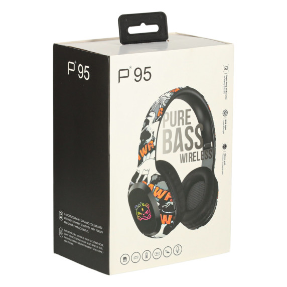 Vezeték nélküli, világító Bluetooth fülhallgató 95 Pure Bass Wireless - Rózsaszín