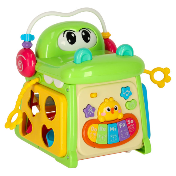 Cub interactiv din lemn - 4v1 Inlea4Fun CROCODILE HEXAHEDRON