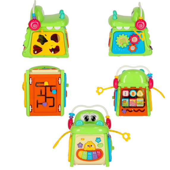 Cub interactiv din lemn - 4v1 Inlea4Fun CROCODILE HEXAHEDRON