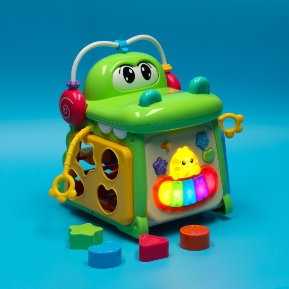 Cub interactiv din lemn - 4v1 Inlea4Fun CROCODILE HEXAHEDRON