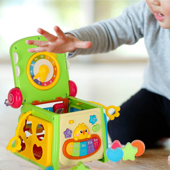 Cub interactiv din lemn - 4v1 Inlea4Fun CROCODILE HEXAHEDRON