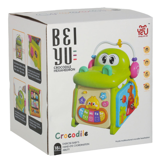 Cub interactiv din lemn - 4v1 Inlea4Fun CROCODILE HEXAHEDRON