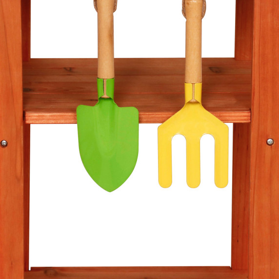 Bucătărie de grădină din lemn pentru copii pe roți – 110,5 cm – LULILO Sableto