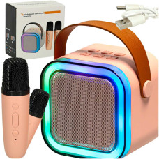 Karaoke sada prenosný reproduktor + 2 mikrofóny COLORFUL KARAOKE K12 - ružová - 