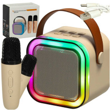 Karaoke sada prenosný reproduktor + 2 mikrofóny COLORFUL KARAOKE K12 - béžová - 