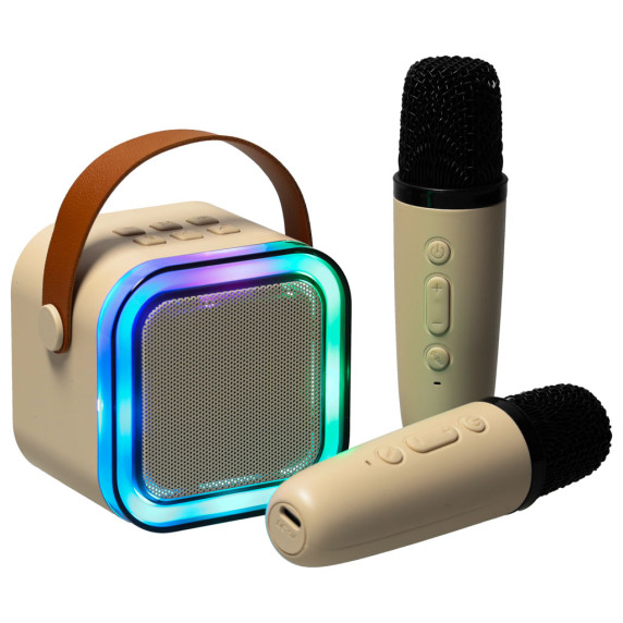 Karaoke sada prenosný reproduktor + 2 mikrofóny COLORFUL KARAOKE K12 - béžová