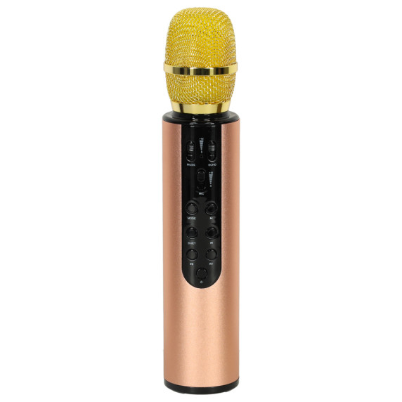 Bezdrôtový Bluetooth karaoke mikrofón PORTABLE KARAOKE MICROPHONE - zlatý