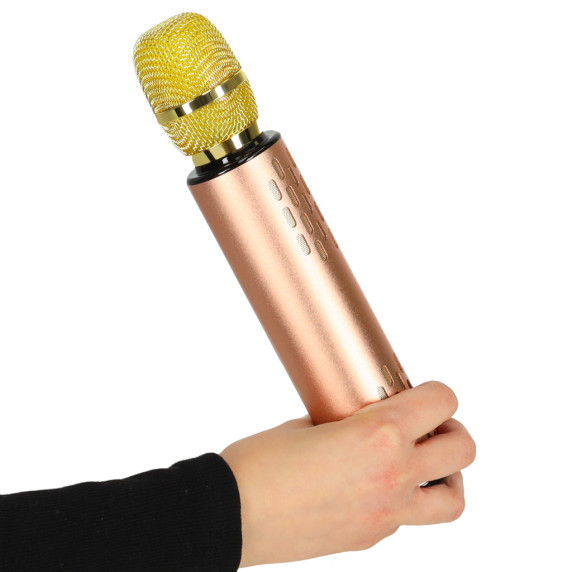 Bezdrôtový Bluetooth karaoke mikrofón PORTABLE KARAOKE MICROPHONE - zlatý