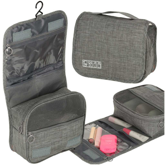 Felakaszthatós utazási kozmetikai táska Inlea4Fun HANDING BAG - Szürke