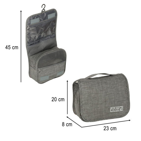 Felakaszthatós utazási kozmetikai táska Inlea4Fun HANDING BAG - Szürke