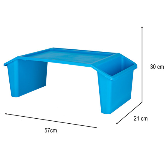 Masă laptop cu organizator 57 x 30 x 21 cm - albastru