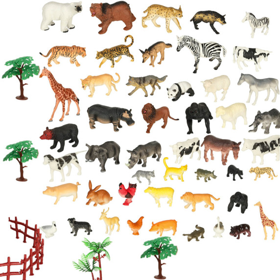 Set figurine 59 piese - Inlea4Fun ANIMAL WORLD - animale