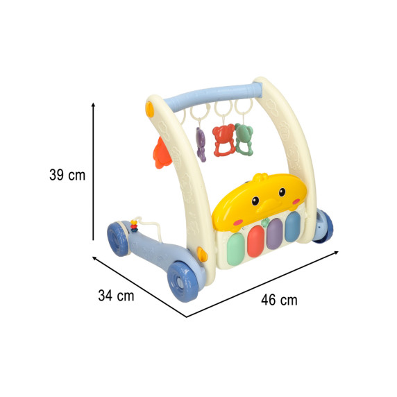 Premergător educațional cu pian și covoraș - PIANO RACK & WALKER  - albastru