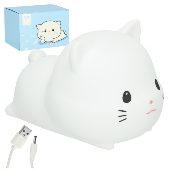 Lampă de noapte din silicon pentru copii -   PAPA CAT - pisică 15,5 cm