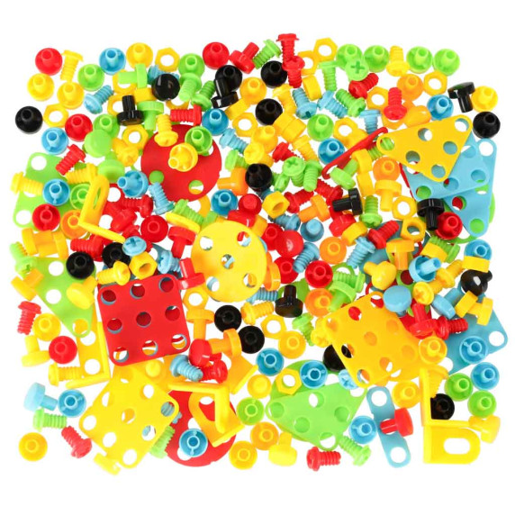 Építő kreatív készlet csavarhúzóval 285 darabos SCREW PUZZLE BOX Unicorn - rózsaszín