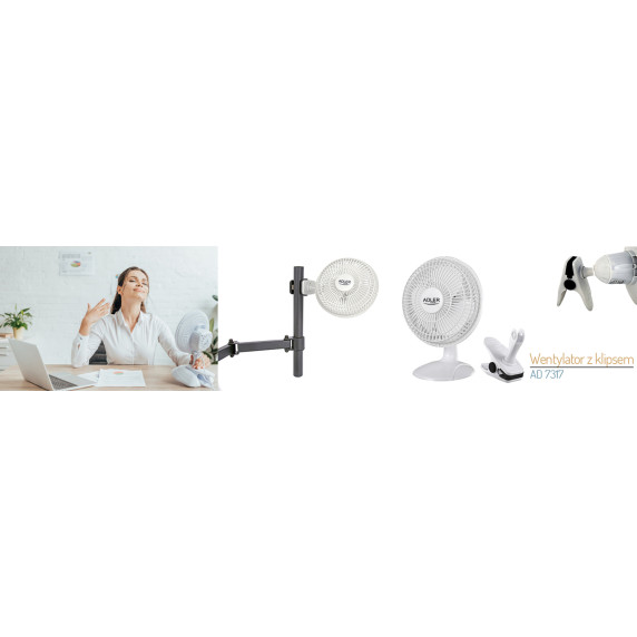 Asztali ventilátor csipesszel és állvánnyal 15 cm Adler AD 7317
