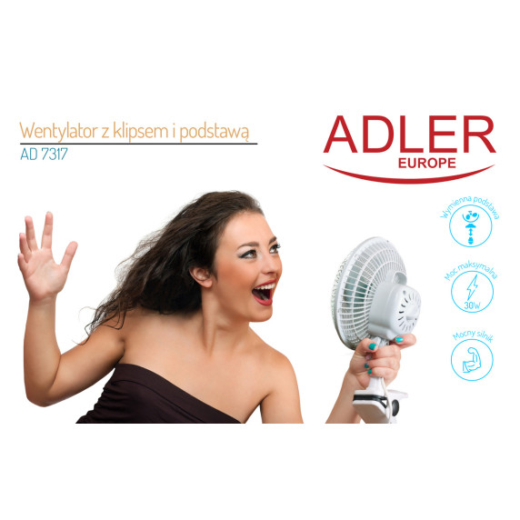 Asztali ventilátor csipesszel és állvánnyal 15 cm Adler AD 7317