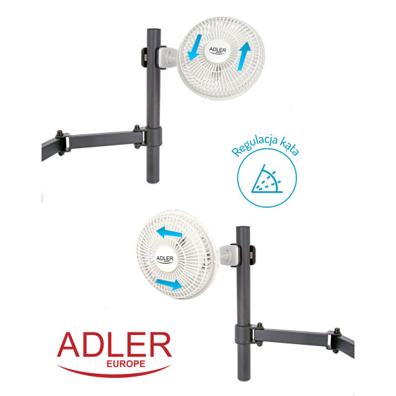 Asztali ventilátor csipesszel és állvánnyal 15 cm Adler AD 7317