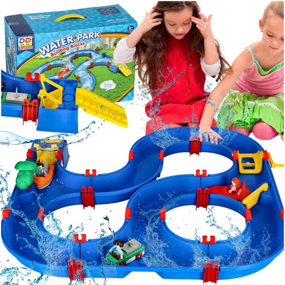 Műanyag vízi pálya kerti játék 64 darabos Inlea4Fun WATER PARK Building blocks