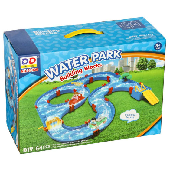 Műanyag vízi pálya kerti játék 64 darabos Inlea4Fun WATER PARK Building blocks