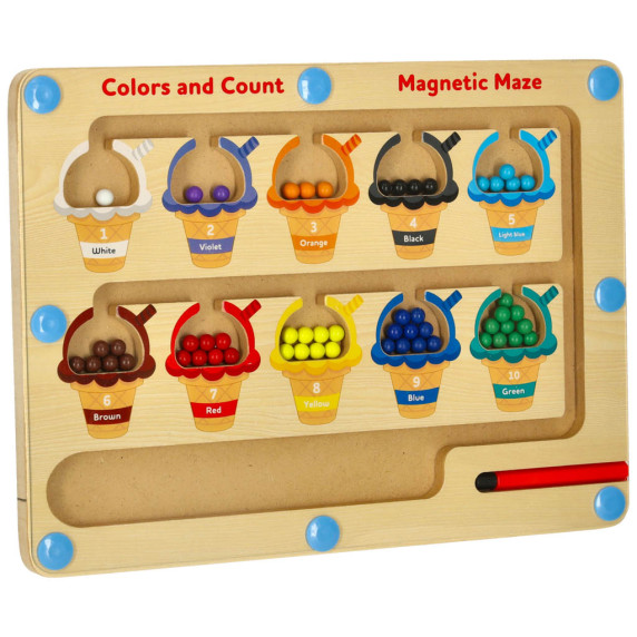 Náučná tabuľa s farebnými kornútmi Inlea4Fun ICE CREAM COLOR SORTING MAZE