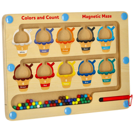 Náučná tabuľa s farebnými kornútmi Inlea4Fun ICE CREAM COLOR SORTING MAZE