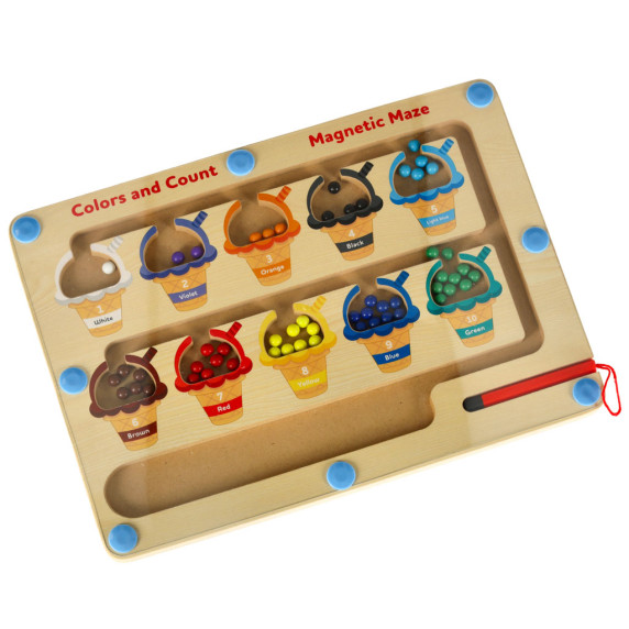 Náučná tabuľa s farebnými kornútmi Inlea4Fun ICE CREAM COLOR SORTING MAZE