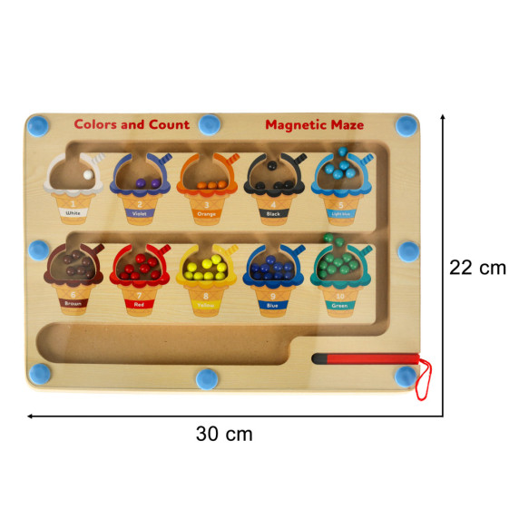 Náučná tabuľa s farebnými kornútmi Inlea4Fun ICE CREAM COLOR SORTING MAZE