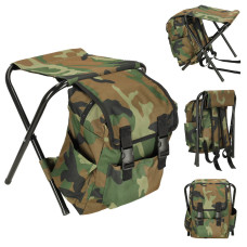 Scaun pliabil de camping cu rucsac 2 in 1 - camuflaj - 