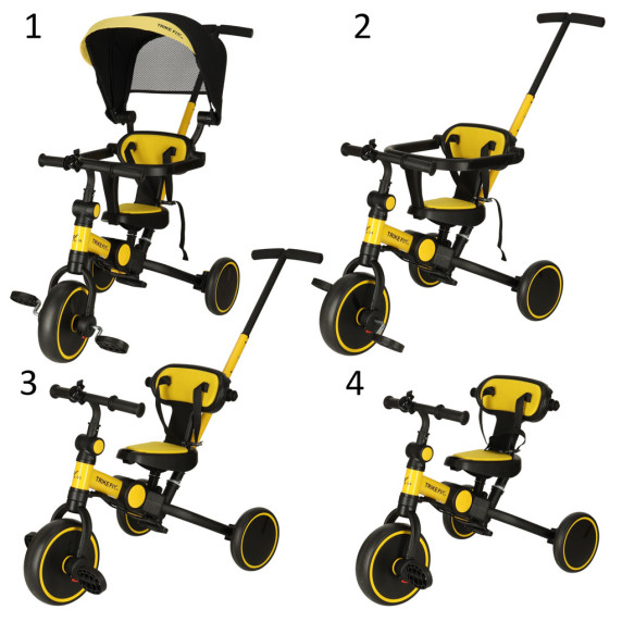 Tricikli TRIKE FIX V4 - Sárga/fekete