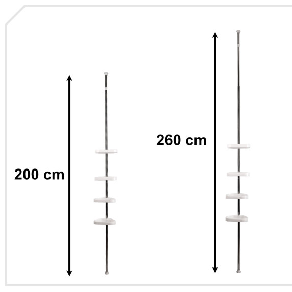 Raft colțar telescopic pentru cabina de duș - 260 cm