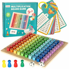 Joc educativ de înmulțire din lemn  3v1 - Inlea4Fun MULTIPLICATION BOARD GAME - 