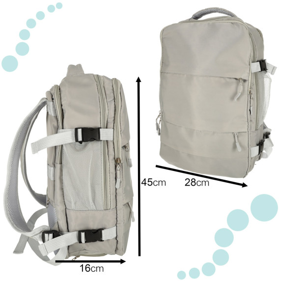 Utazó hátizsák vízálló USB kábel 45x16x28 cm - Szürke