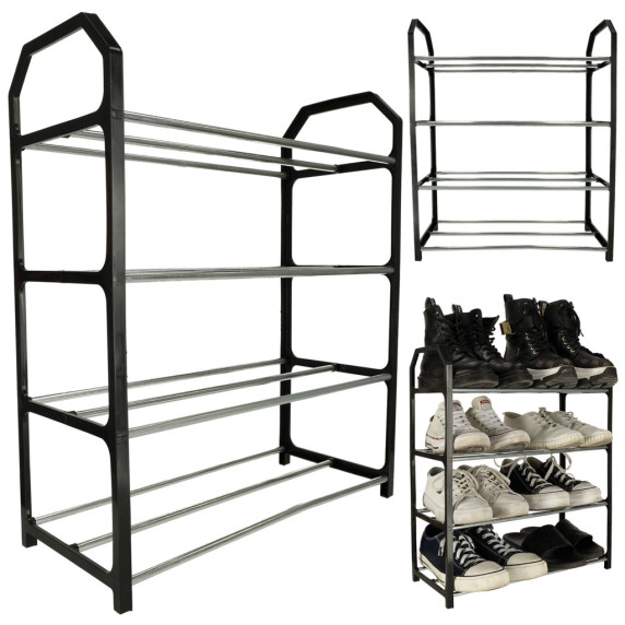 Cipőállvány 4 szintes SHOE RACK - Fekete